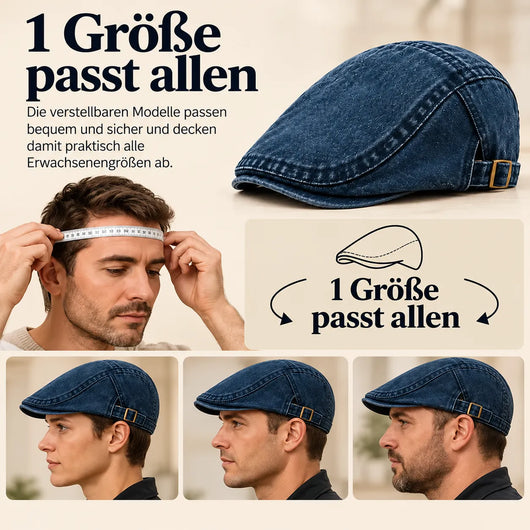 Vintage Jeans-Schiebermütze aus Bio-Baumwolle – Handgefertigt