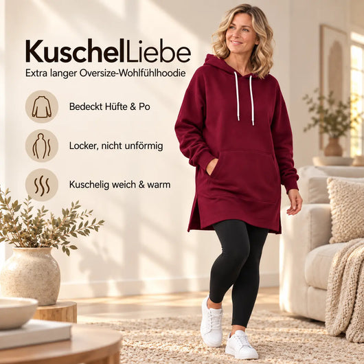 KuschelLiebe – der extra lange Wohlfühlhoodie | deckenweich, warm & figurschmeichelnd