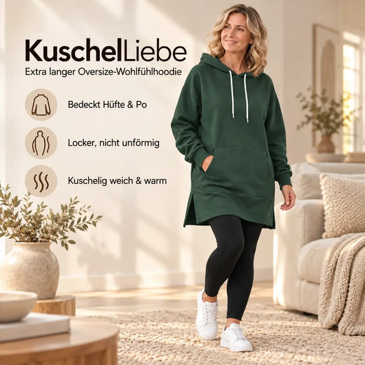 KuschelLiebe – der extra lange Wohlfühlhoodie | deckenweich, warm & figurschmeichelnd