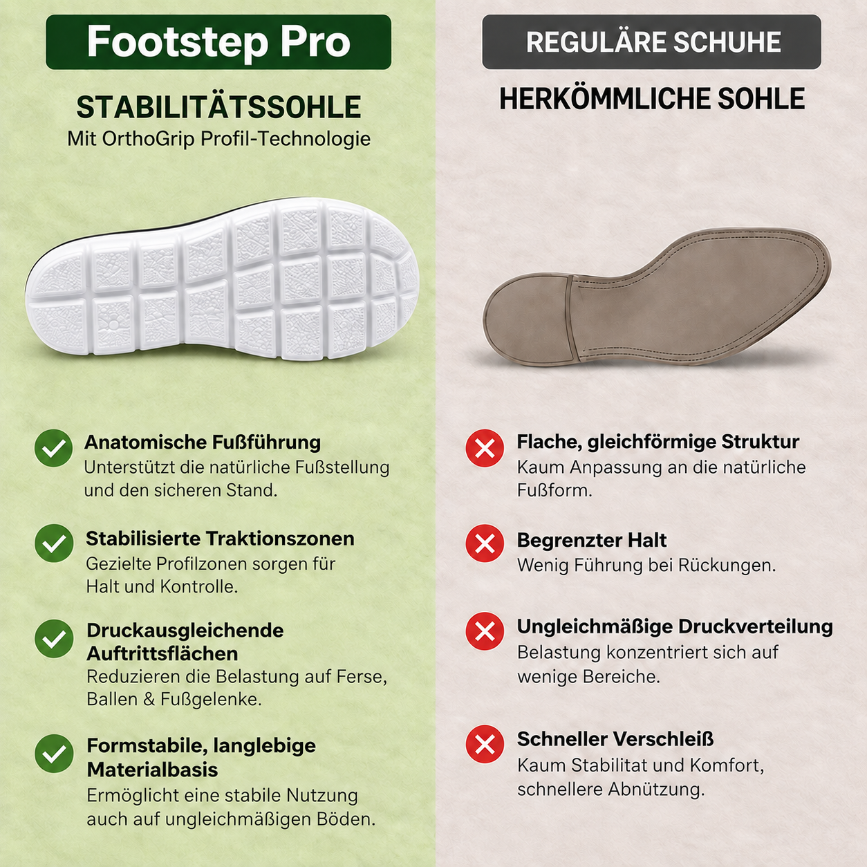 Footstep Pro - ergonomische schmerzlindernde Komfort-Schuhe