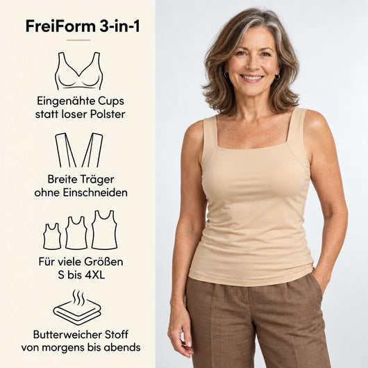 FreiForm 3-in-1 – stützendes Komfort-Top mit integriertem BH | starker Brusthalt & angenehmer Rückenkomfort
