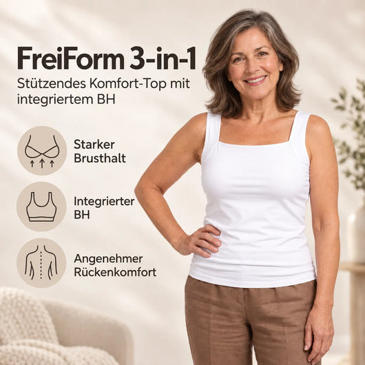 FreiForm 3-in-1 – stützendes Komfort-Top mit integriertem BH | starker Brusthalt & angenehmer Rückenkomfort