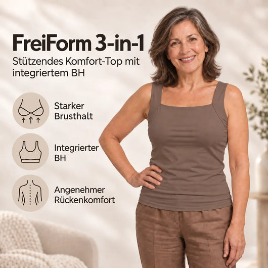 FreiForm 3-in-1 – stützendes Komfort-Top mit integriertem BH | starker Brusthalt & angenehmer Rückenkomfort