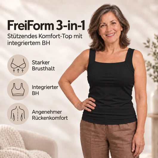 FreiForm 3-in-1 – stützendes Komfort-Top mit integriertem BH | starker Brusthalt & angenehmer Rückenkomfort