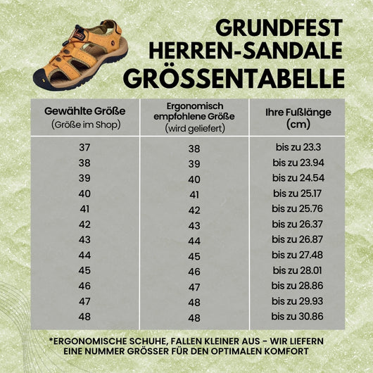 GrundFest Herren-Sandale aus Leder | Geschlossene Zehenkappe · Robuste Sohle · Rutschfest