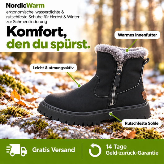 NordicWarm - ergonomische, wasserdichte & rutschfeste Schuhe für Herbst & Winter zur Schmerzlinderung | 1-€ Aktion
