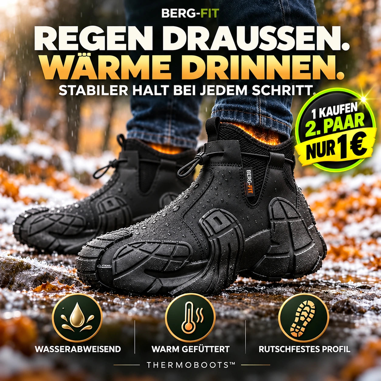 ThermoBoots – Wasserdichte Allwetter-Ganzjahresstiefel | Rutschfest & Schmerzlindernd | 1-€ Aktion