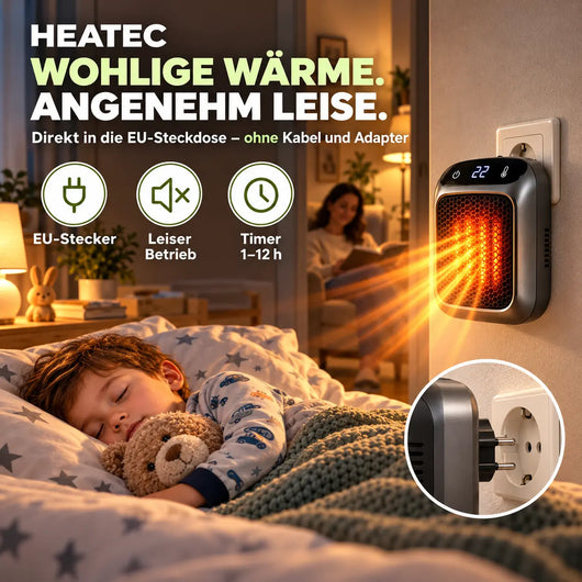 HEATEC -  energiesparende tragbare Komfortheizung mit hoher Heizleistung & Sicherheitssystem ohne Installation | Bis 20 m²